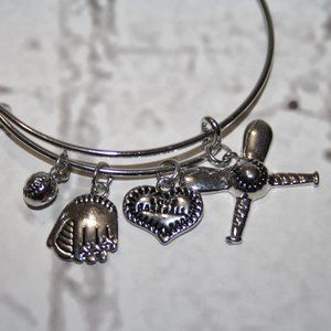 Beautiful silver LOVE Baseball bangle bracelet